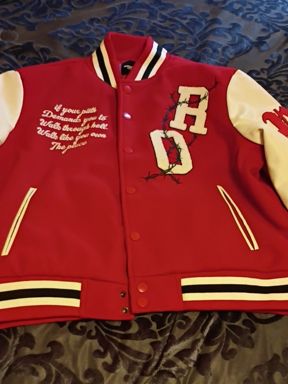 Red & Cream Men's Varsity Letterman Jacket